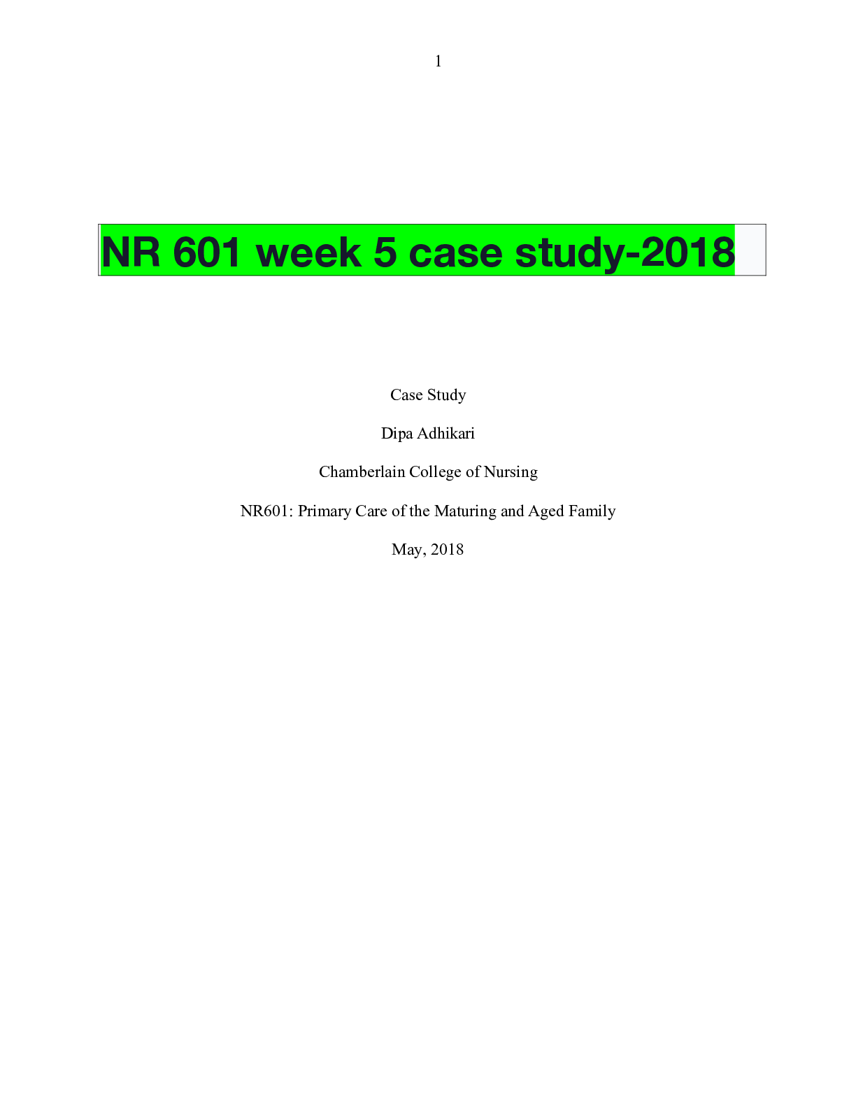 Preview image of NR 601 week 5 case study-2018 document